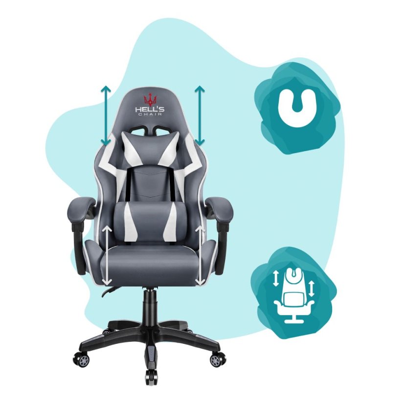 Detské herné kreslo HC - 1007 sivej farby s bielym detailom