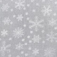 Cortina de Crăciun alb cu imprimare fulg de zăpadă argintiu