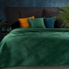 Качествена ватирана покривка за легло в тъмнозелено