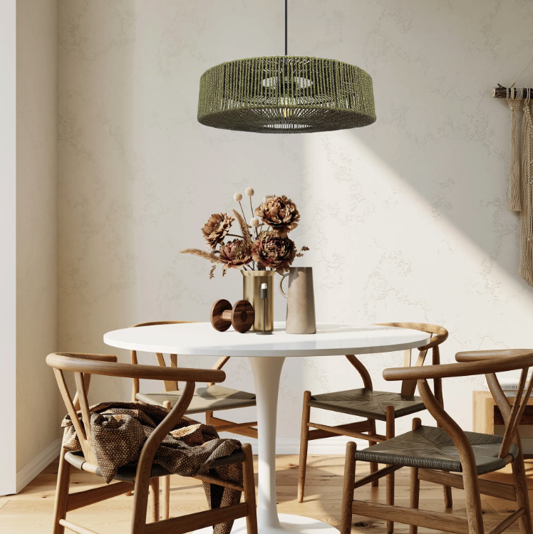 Závesné svietidlo z juty a kovu 60W