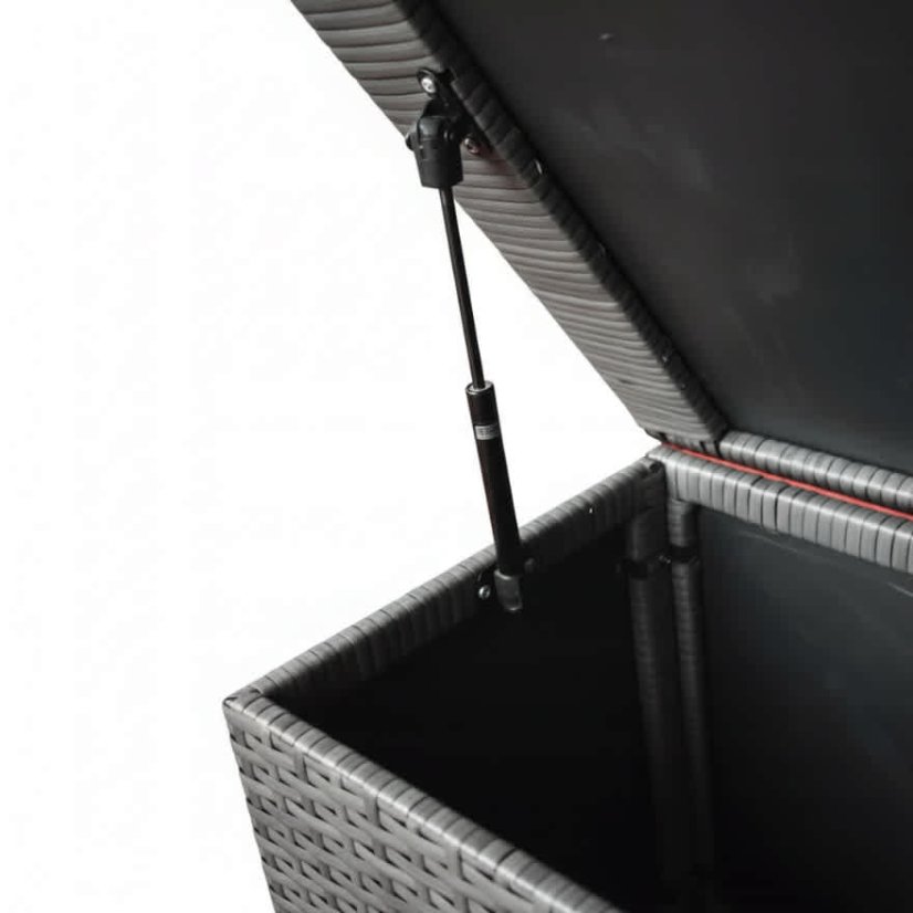 Šedý zahradní úložný box z technorattanu