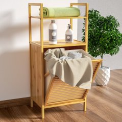 Bambusov regal s 36-litrsko preklopno košaro za perilo – 95 x 40 x 30 cm