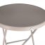 Masă pliabilă din metal, de culoare bej, pentru balcoane și terase, 60 cm, cu blat din sticlă