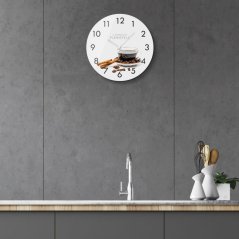 Küchenuhr mit Kaffeemotiv, 30 cm