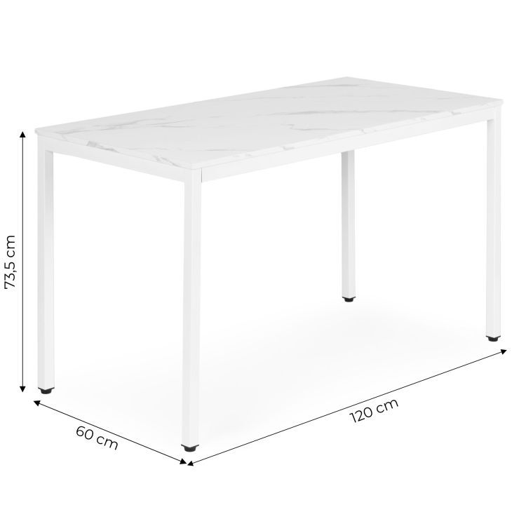 Masă de bucătărie din marmură albă 120 x 60 cm - masă universală pentru 4-5 persoane