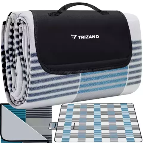 Pătură de picnic cu model în carouri 200 x 200 cm - albastru