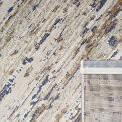 Дизайнерски килим с кафяво-бежово и синьо