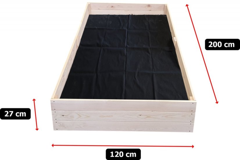 Pat de flori din lemn cu dimensiunile 200 x 120 x 27 cm