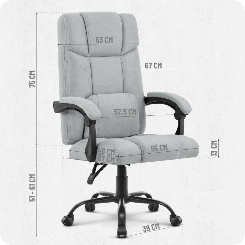Ergonomska uredska stolica CABRO C505 do 150 kg siva