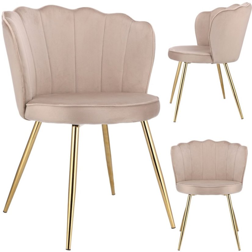 Zamatová jedálenská stolička FIORE v tvare mušle