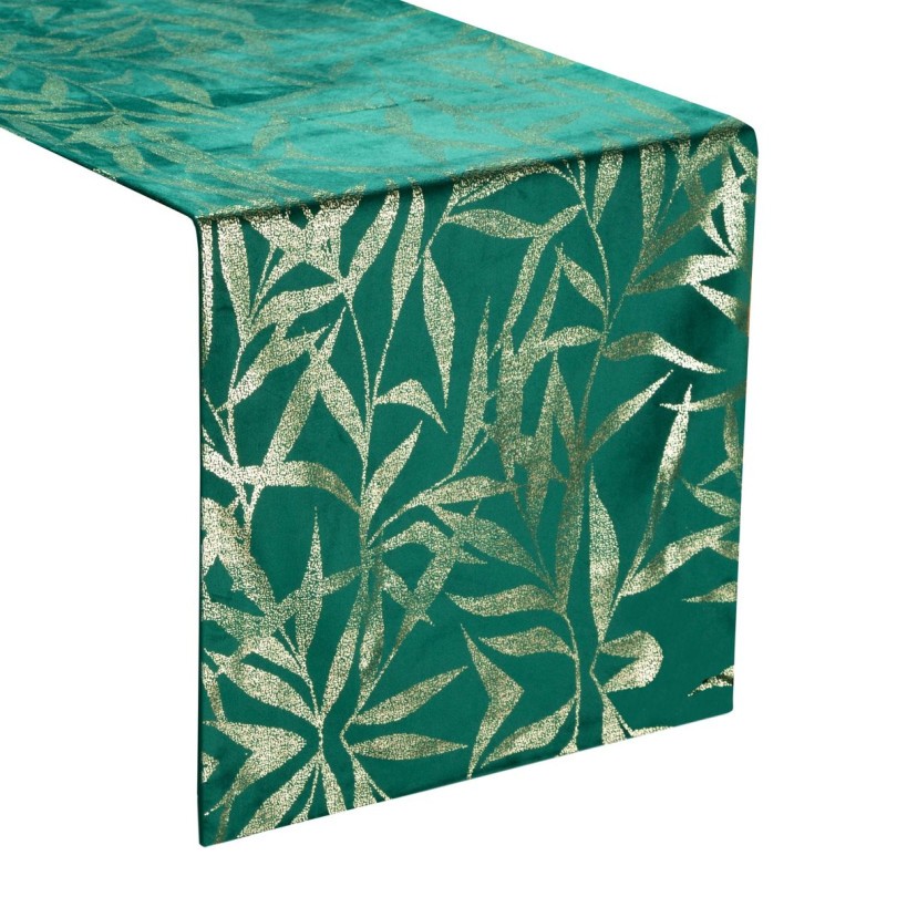 Baršunasti središnji stolnjak sa zelenim printom