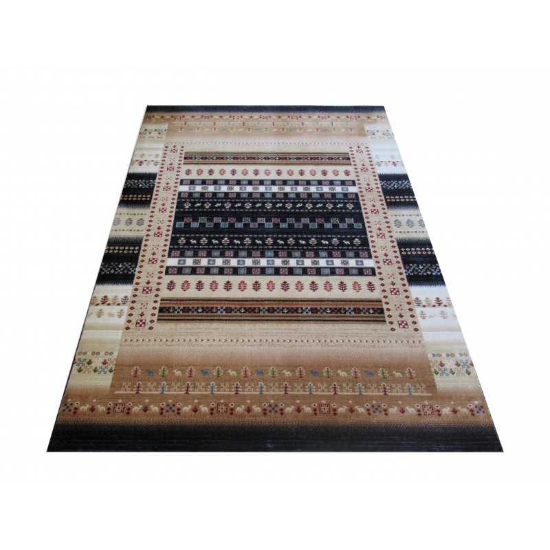 Kvalitní koberec v béžové barvě s modrými ornamenty - Rozměr koberce: Šířka: 200 cm | Délka: 290 cm