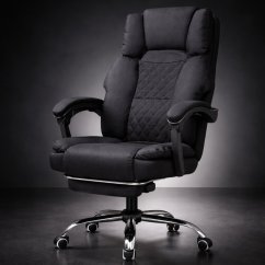 Ergonomická kancelářská židle s opěrkou nohou a masážní péčí - černá látka
