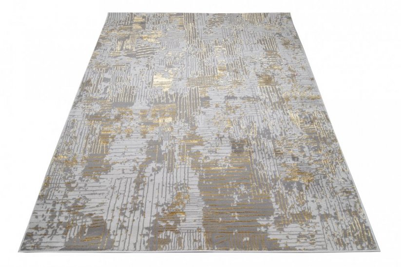 Modern szürke szőnyeg arany motívummal