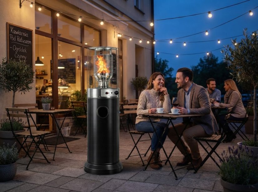 13kW plynový zahradní a terasový ohřívač – 136 cm, černý