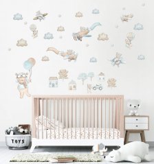 Stenska nalepka za otroško sobo z motivom letečih medvedkov