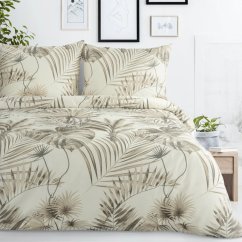 Puha pamut ágynemű bézs egzotikus levelekkel