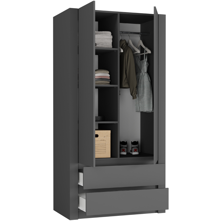 Modern kétajtós gardróbszekrény MODERN B20 180 x 90 x 55 cm - különböző színváltozatokban.