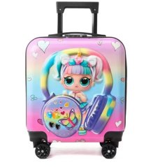 Troller 3D copii LOL Rainbow 45 cm pe roți cu cifru