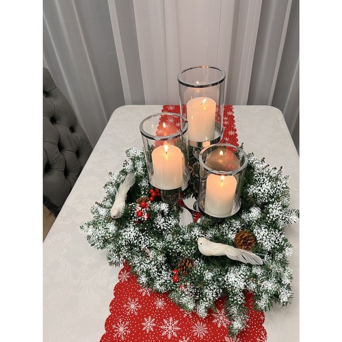 Vánoční věnec na dveře se šiškami a jeřabinami 45 cm