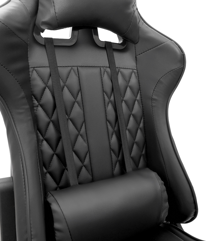 Scaun de masaj pentru gaming cu suport pentru picioare - negru