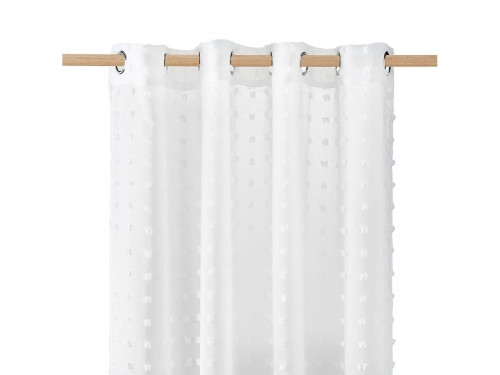 Krásná bílá záclona s kuličkami na kruhy 140 x 250 cm