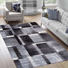 Koberec s geometrickými vzory v šedé barvě