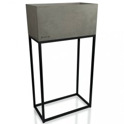 Schöne breite Metall Pflanzgefäß in grau auf hohen Beinen LOFT FIORINO 42X22X80 cm