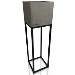 Eleganter hoher Blumentopf aus Metall in Grau LOFT FIORINO 22X22X80 cm