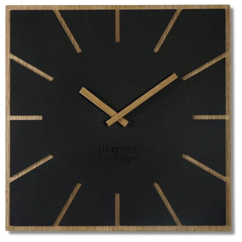 Brillante, schwarze, schlichte Wanduhr für modernes Interieur, 40cm