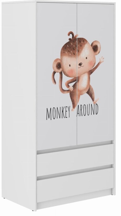 Kinderkleiderschrank mit Affenmotiv 180x55x90 cm