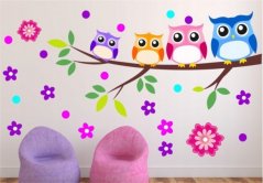 Pestrobarevné dětské nálepky na stěnu sovičky