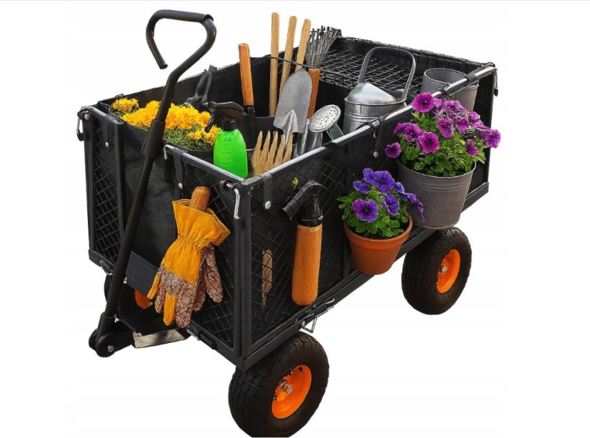 Gartenwagen auf aufblasbaren Rädern 220 l / 350 kg