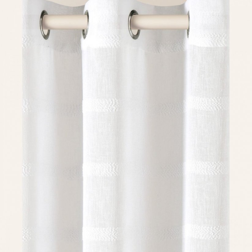 Visokokakovostna bela zavesa Maura z obesnimi obroči 140 x 280 cm