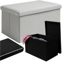 Skladacia pufa na sedenie s úložným priestorom 54 L - zamatová
