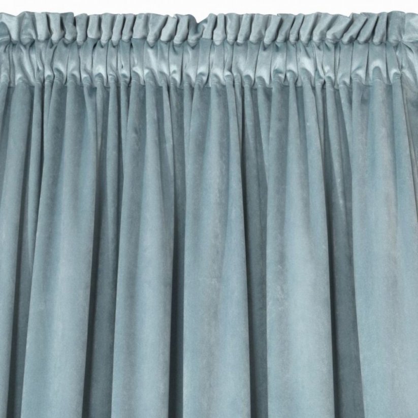 Svetlo modra žametna zavesa s trakom za zavezovanje 140 x 270 cm