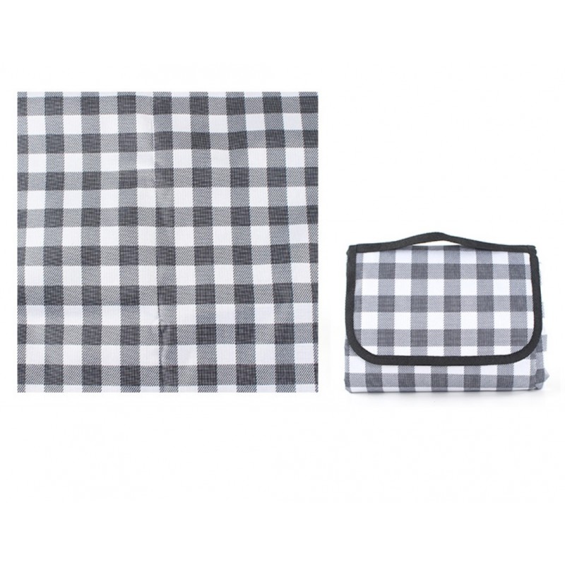 Pătură de picnic cu model în carouri gri 200 x 115 cm