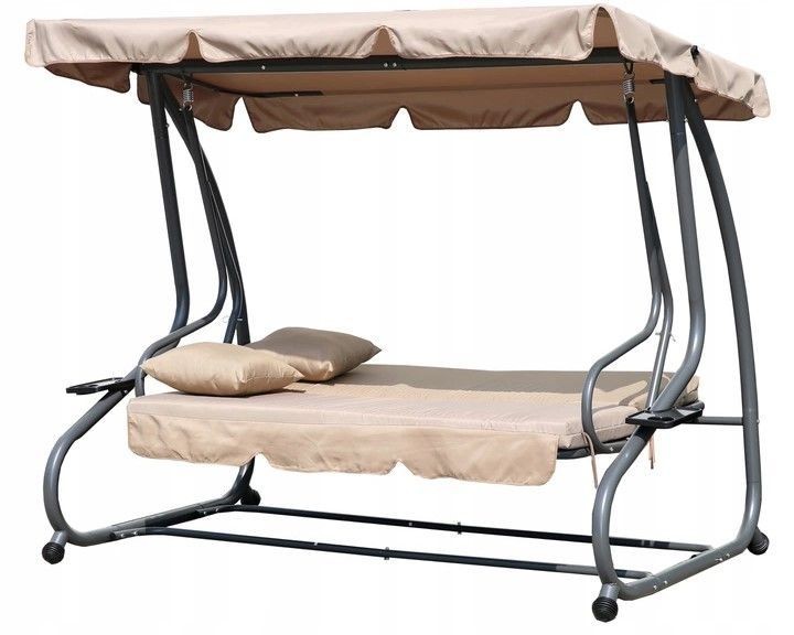 Záhradná polohovateľná hojdačka béžovej farby