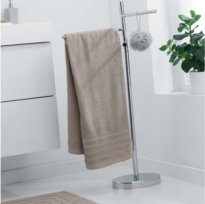 Bavlněný ručník béžové barvy bez vzoru 70 x 130 cm