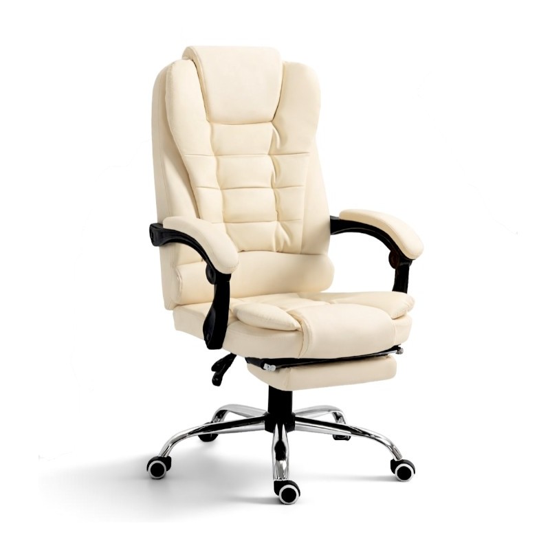 Kancelářská židle BOSS s podnožkou - krémová ekokůže