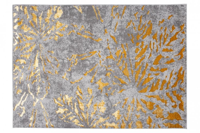 Exkluzívny moderný koberec sivej farby so zlatým motívom