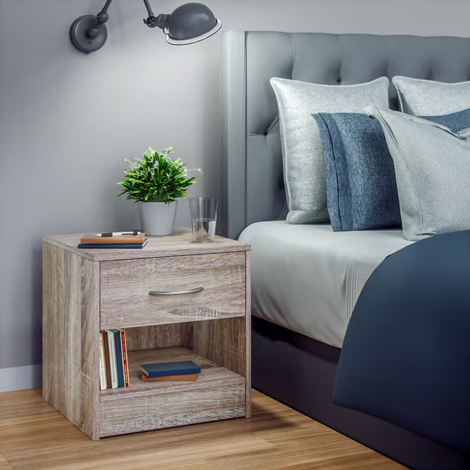 Măsuță de noptieră Kiel cu sertar și raft 41 × 39 × 28 cm - Culoare: Alb