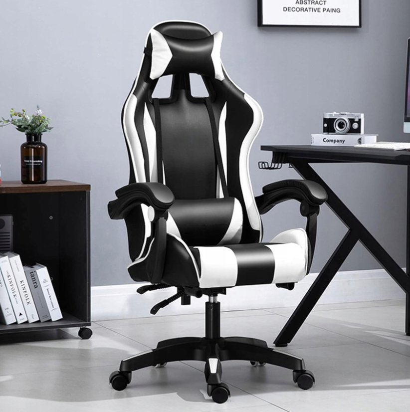 Bequemer Gaming-Stuhl in Schwarz und Weiß