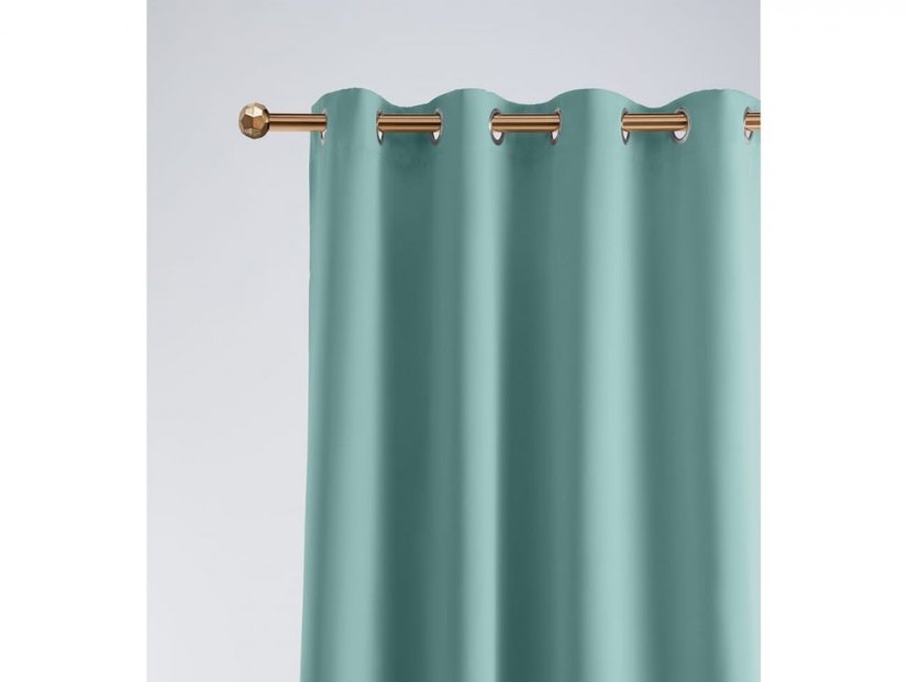 Draperie de culoare verde mentă, cu cercuri 140 x 250 cm