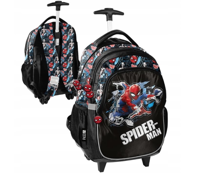 Set scuola 3 pezzi SPIDER-MAN - zaino su ruote + astuccio per matite + borsa a pantofola