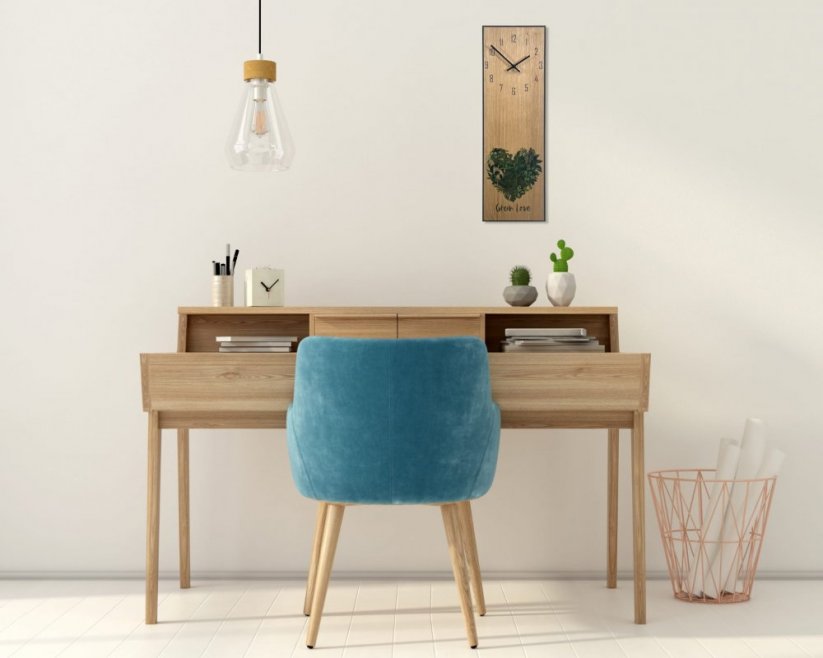 Stilvolle Bürouhr aus Holz mit Blattmotiv