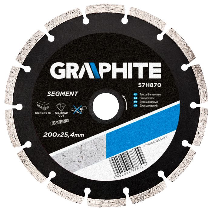 GRAPHITE 57H870 Gyémánt Vágókorong 200 x 25.4 Szegmenses GRAPHITE 57H870 Gyémánt Vágókorong 200 x 25.4 Szegmenses