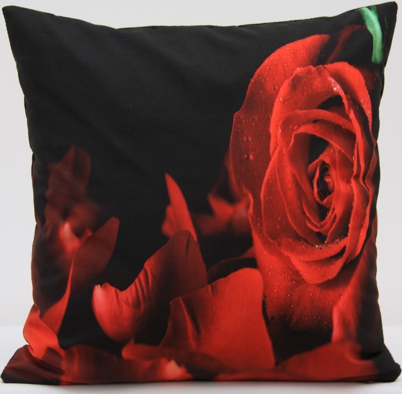 Červená růže povlaky na polštáře černé barvy
