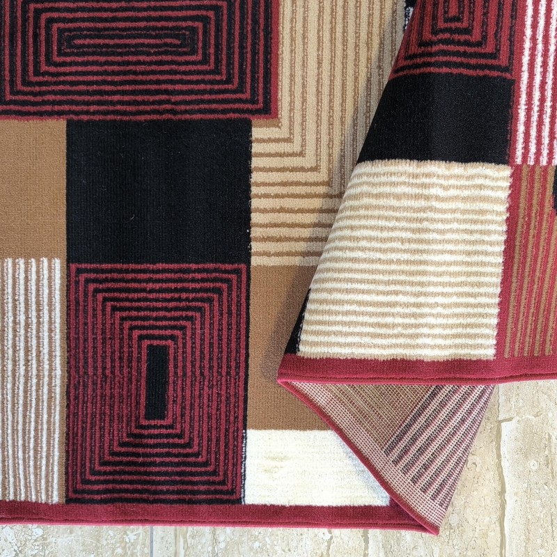 Koberec Alfa s geometrickým vzorom - červený