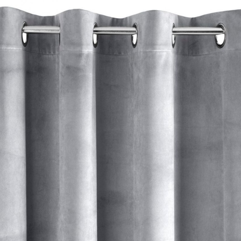 Svetlosivé hotové závesy so zavesením na kruhy materiálu velvet 140 x 250 cm